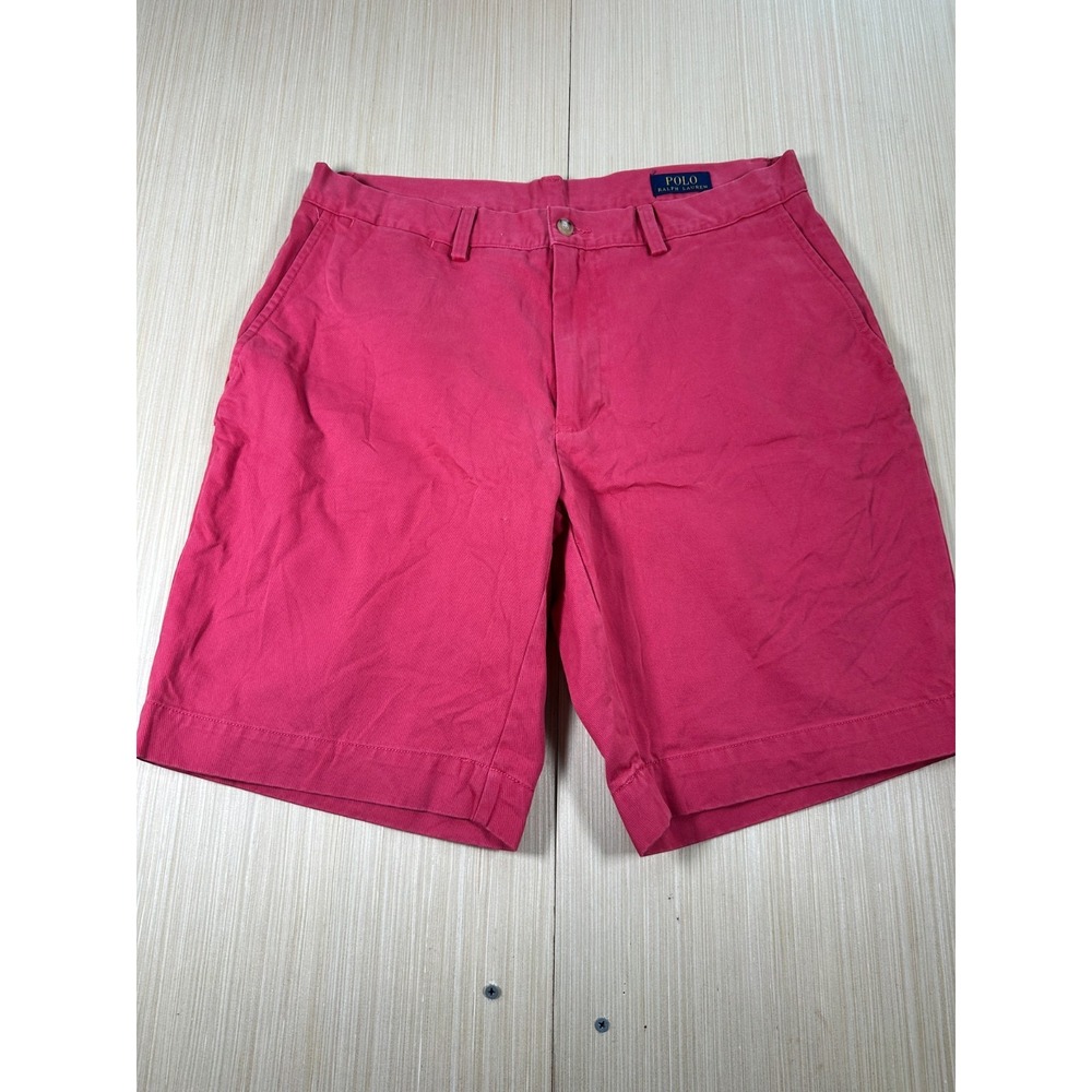 Polo Ralph Lauren Chino Shorts Mens‎ 34 Pink Cotton Slash Pockets Zip Fly Golf